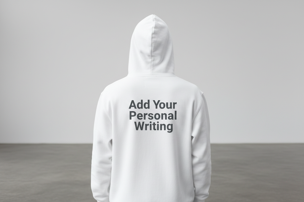 Add to the hoodie add your personal writing 
