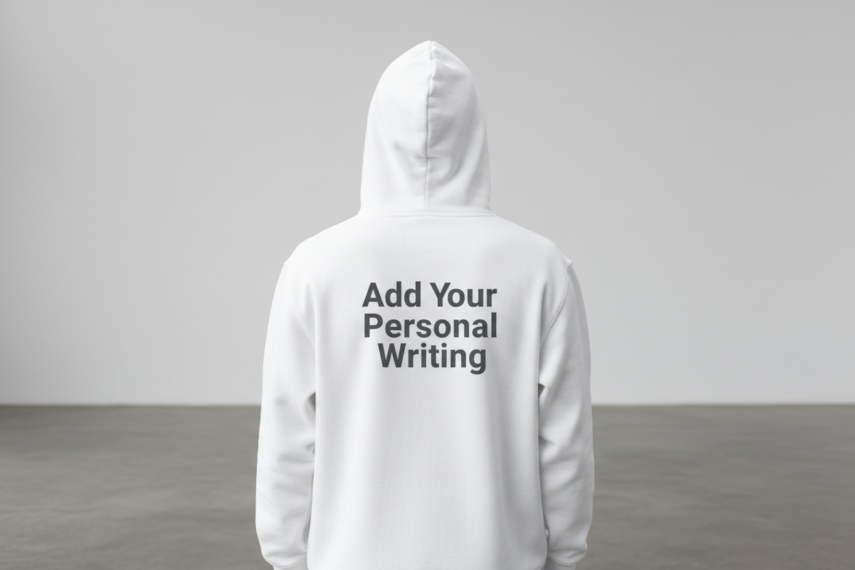 Add to the hoodie add your personal writing 