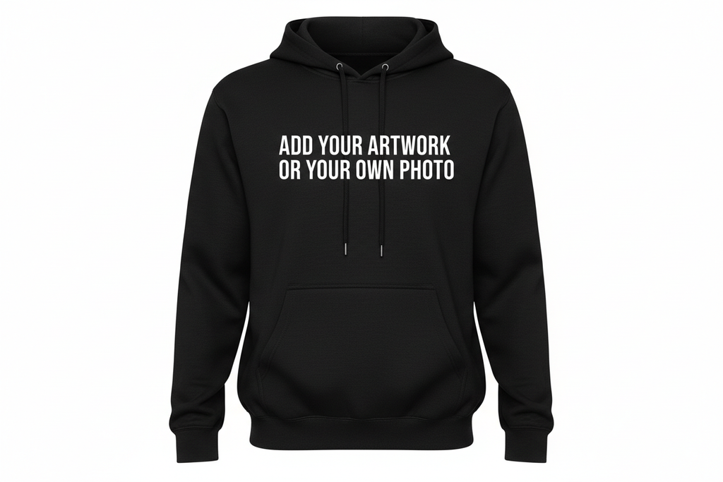 Can you also add another black hoodie with the same thing add your artwork or your own photo 