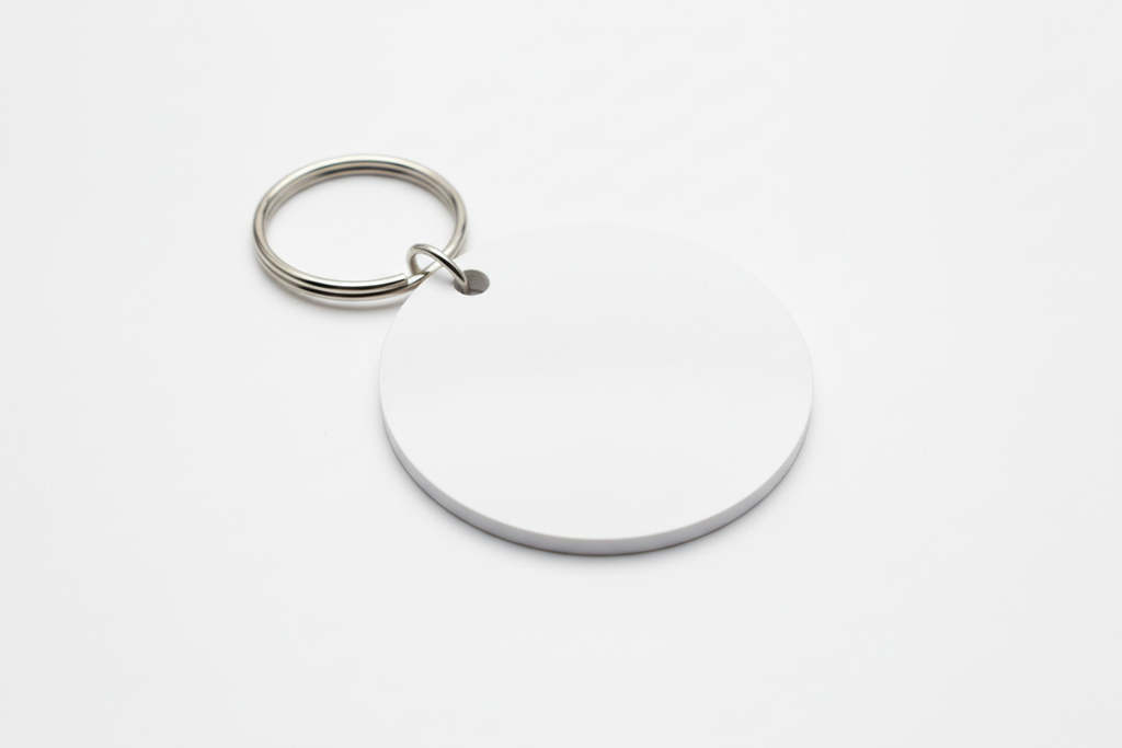 white sublimation key ring circle 
