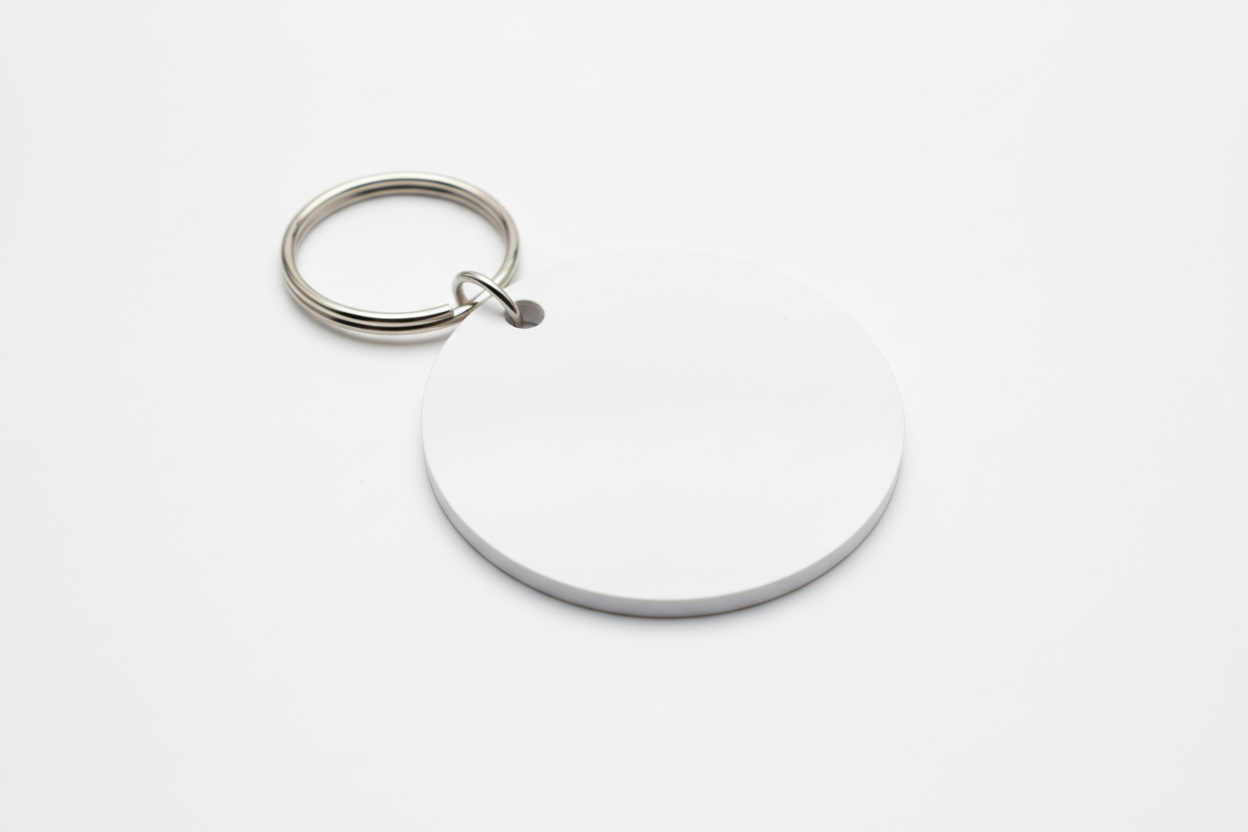 white sublimation key ring circle 
